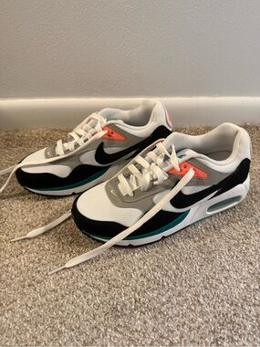 Nike White Black Gray Sneakers with Teal and Coral Accents